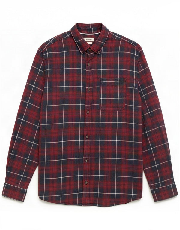 Jack & Jones Ανδρικό φανελένιο πουκάμισο Medium Maroon Check Cotton