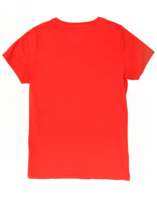 Tommy Hilfiger Womens Graphic T-Shirt Top UK 12 Medium Red Cotton