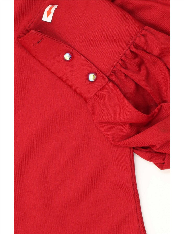 Vintage Γυναικείο Πουκάμισο Μπλούζα IT 48 XL Κόκκινο Floral Πολυεστέρας