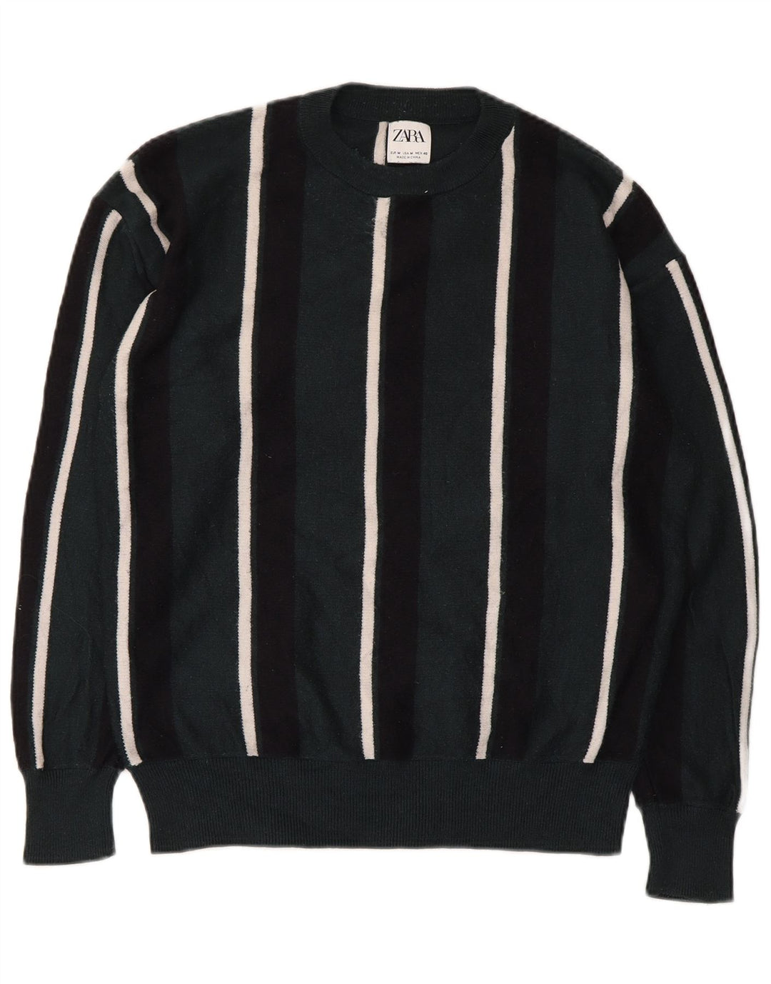 Ανδρικό πουλόβερ Zara Crew Neck Jumper Μεσαίο πράσινο ριγέ