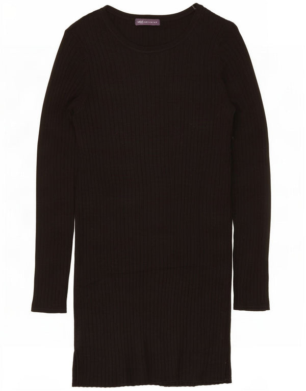 Γυναικείο μακρυμάνικο φόρεμα Marks & Spencer UK 12 μεσαία μαύρη βισκόζη