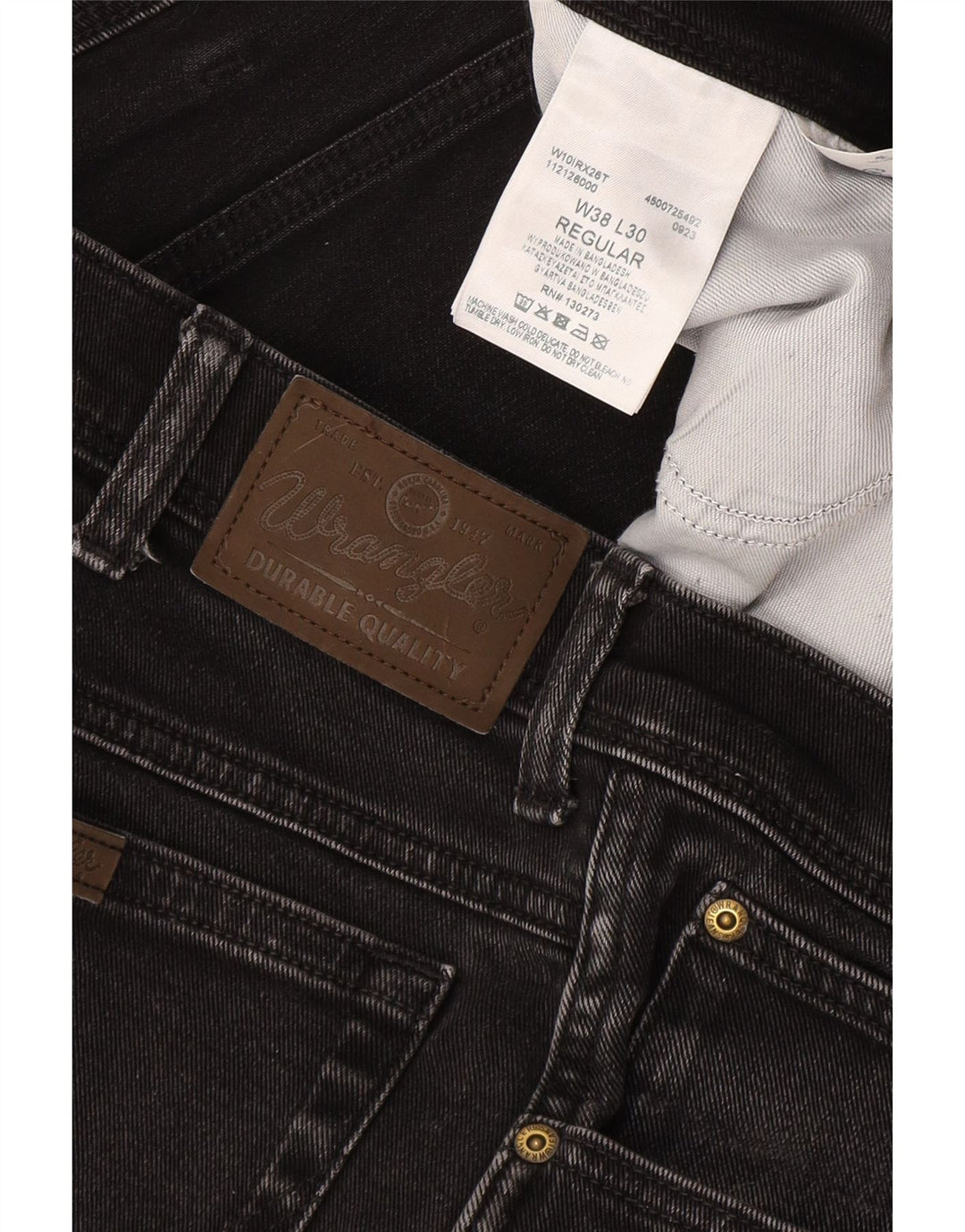 Ανδρικό τζιν Wrangler ίσιο W38 L27 μαύρο βαμβακερό