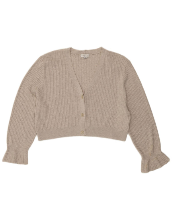 Topshop Γυναικεία Crop Oversized Ζακέτα UK 14 Medium Grey Polyester