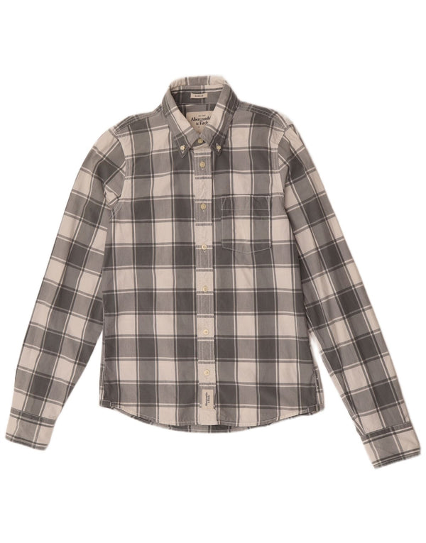 Abercrombie & Fitch γυναικείο πουκάμισο UK 16 Large Grey Check Cotton