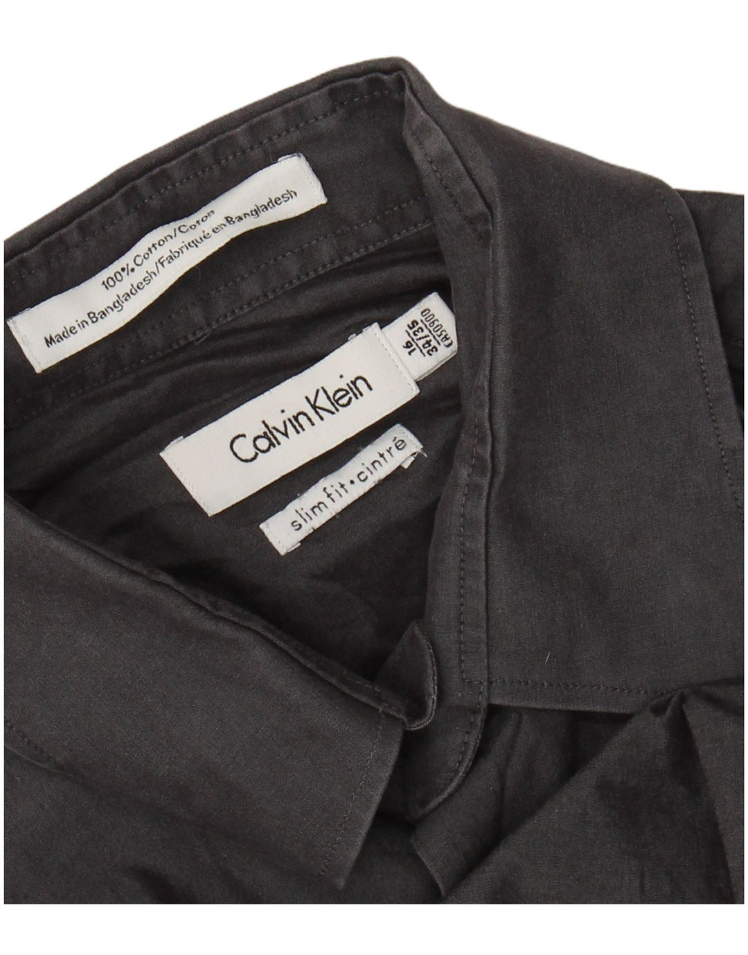 CALVIN KLEIN Ανδρικό πουκάμισο Slim Fit Μέγεθος 16 μεγάλο γκρι βαμβακερό