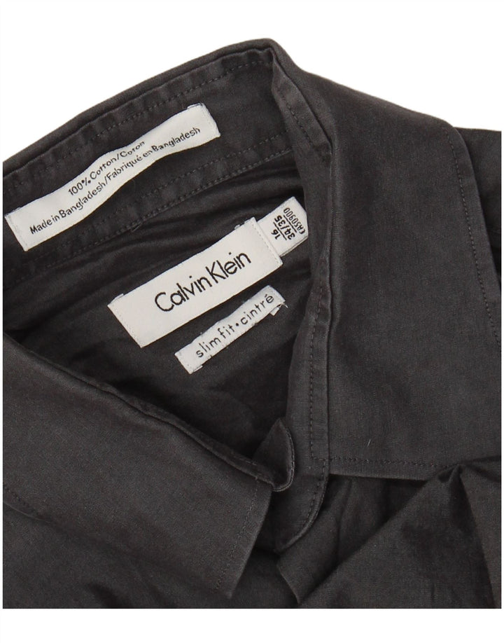 CALVIN KLEIN Ανδρικό πουκάμισο Slim Fit Μέγεθος 16 μεγάλο γκρι βαμβακερό