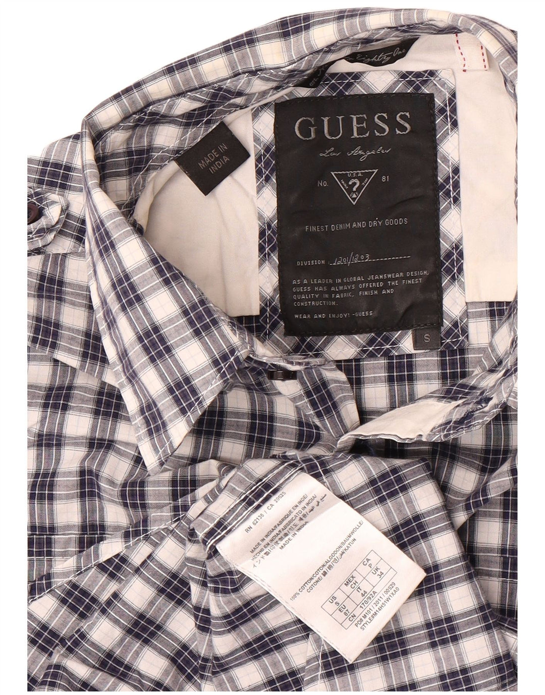 Ανδρικό πουκάμισο Guess Small Blue Check Cotton