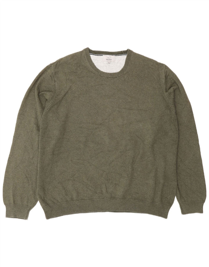 Ανδρικό πουλόβερ Marks & Spencer Crew Neck Jumper XL Χακί βαμβακερό