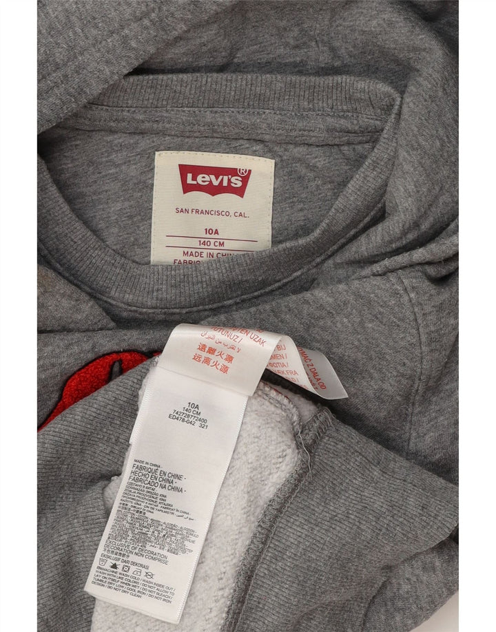 Levi's Boys Graphic Hoodie Jumper 9-10 Years Grey Cotton