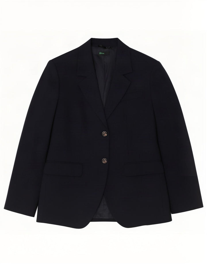 Benetton Γυναικείο Μπουφάν Blazer IT 46 Large Navy Blue Polyester