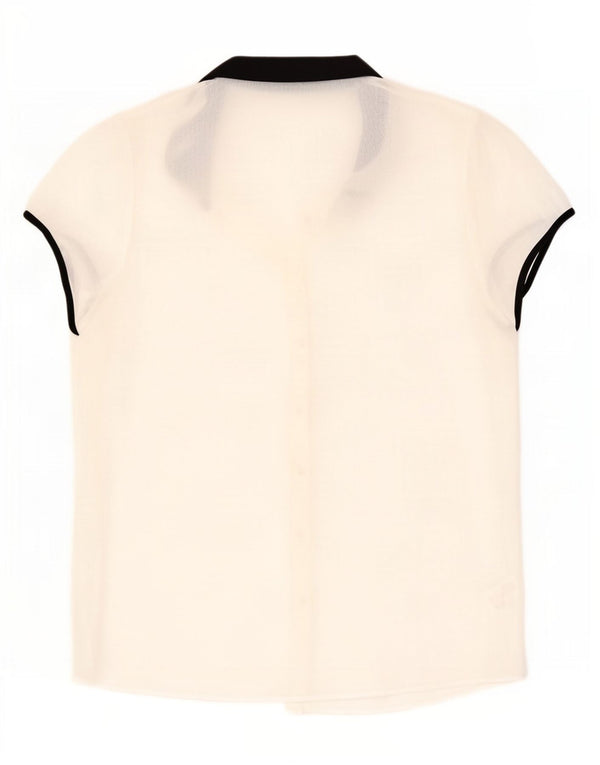 Zara Γυναικεία Μπλούζα See Through UK 14 Large Off White Colourblock