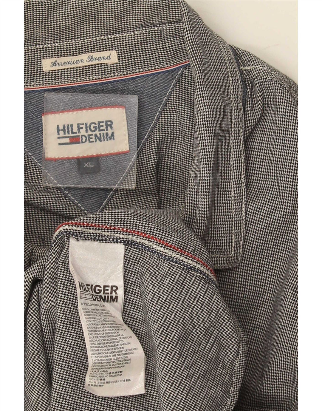 Ανδρικό πουκάμισο Tommy Hilfiger XL Navy Blue Houndstooth Βαμβακερό