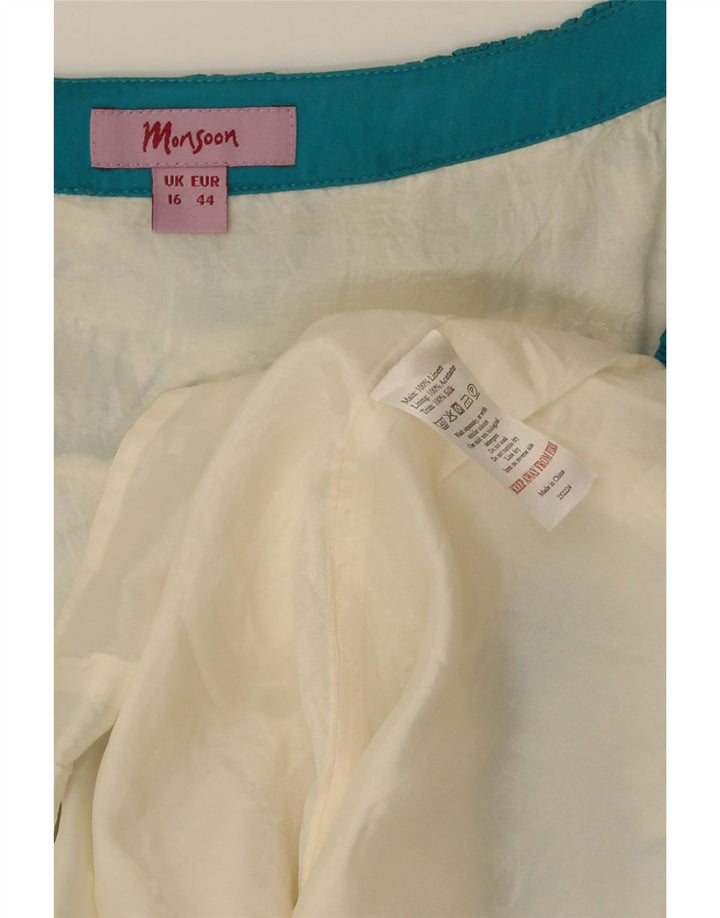 Γυναικείο αφηρημένο μοτίβο Monsoon φόρεμα A-Line UK 16 Large Off White