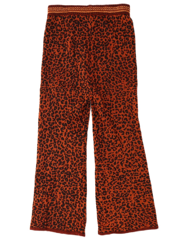 Zara Γυναικείο φαρδύ πλεκτό παντελόνι Casual Μικρό W26 L26 Καφέ Animal Print