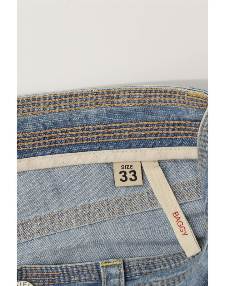 Rifle Ανδρικό φαρδύ τζιν σορτς W33 μεσαίο μπλε βαμβακερό