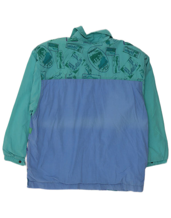 Vintage Γυναικείο Oversized Μπουφάν Anorak UK 10 Small Blue Colourblock