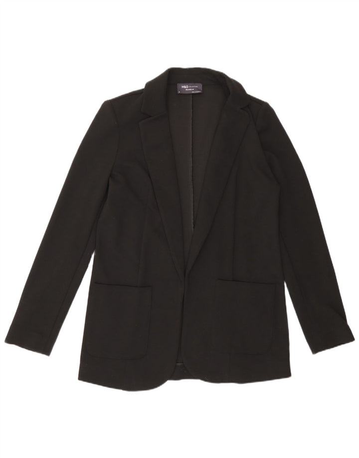 Marks & Spencer Womens Open Relaxed Fit Blazer Jacket UK 8 Small Black