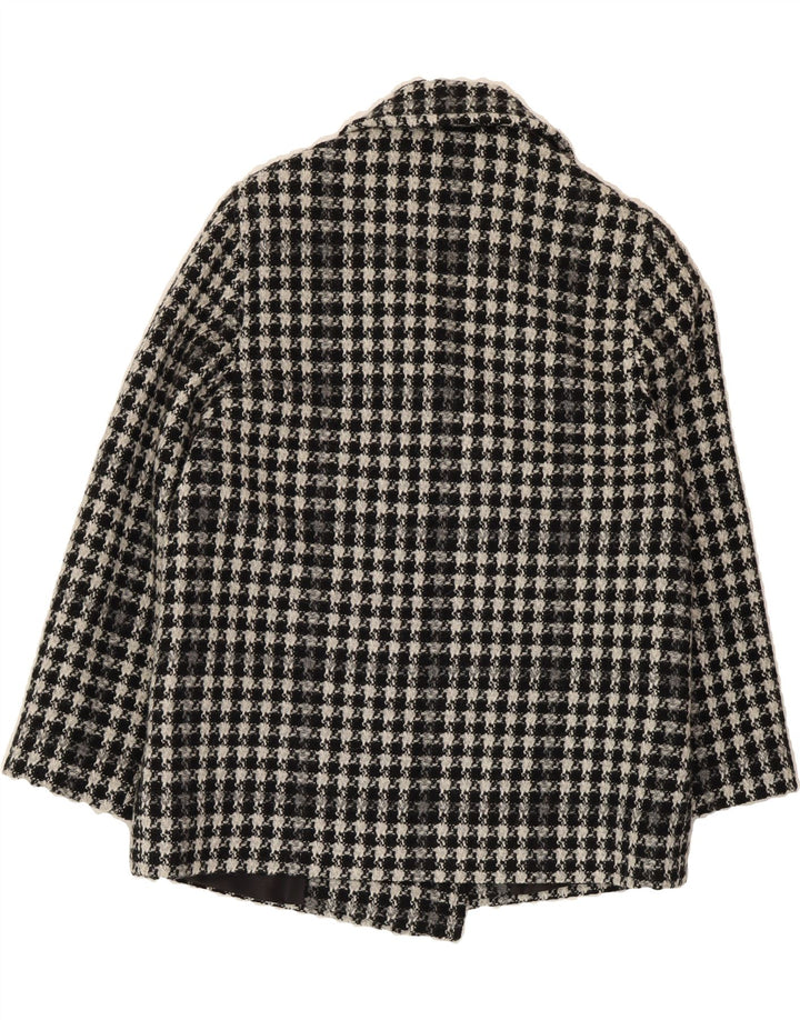 ST MICHAEL Womens Short Overcoat UK 14 Large Black Houndstooth Vintage St Michael and Second-Hand St Michael from Messina Hembry 
