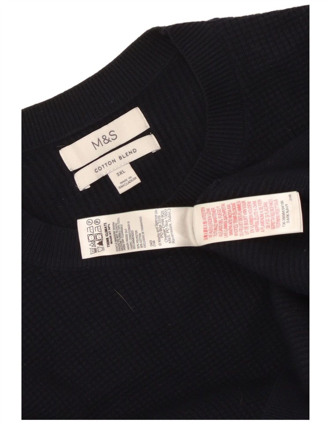 Marks & Spencer Ανδρικό πουλόβερ με λαιμόκοψη 3XL Navy Blue Polyester