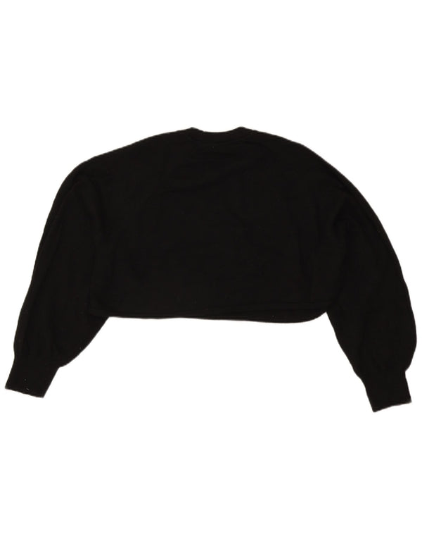 Zara Womens Crop Oversized Μπλούζα Τοπ UK 14 Medium Black