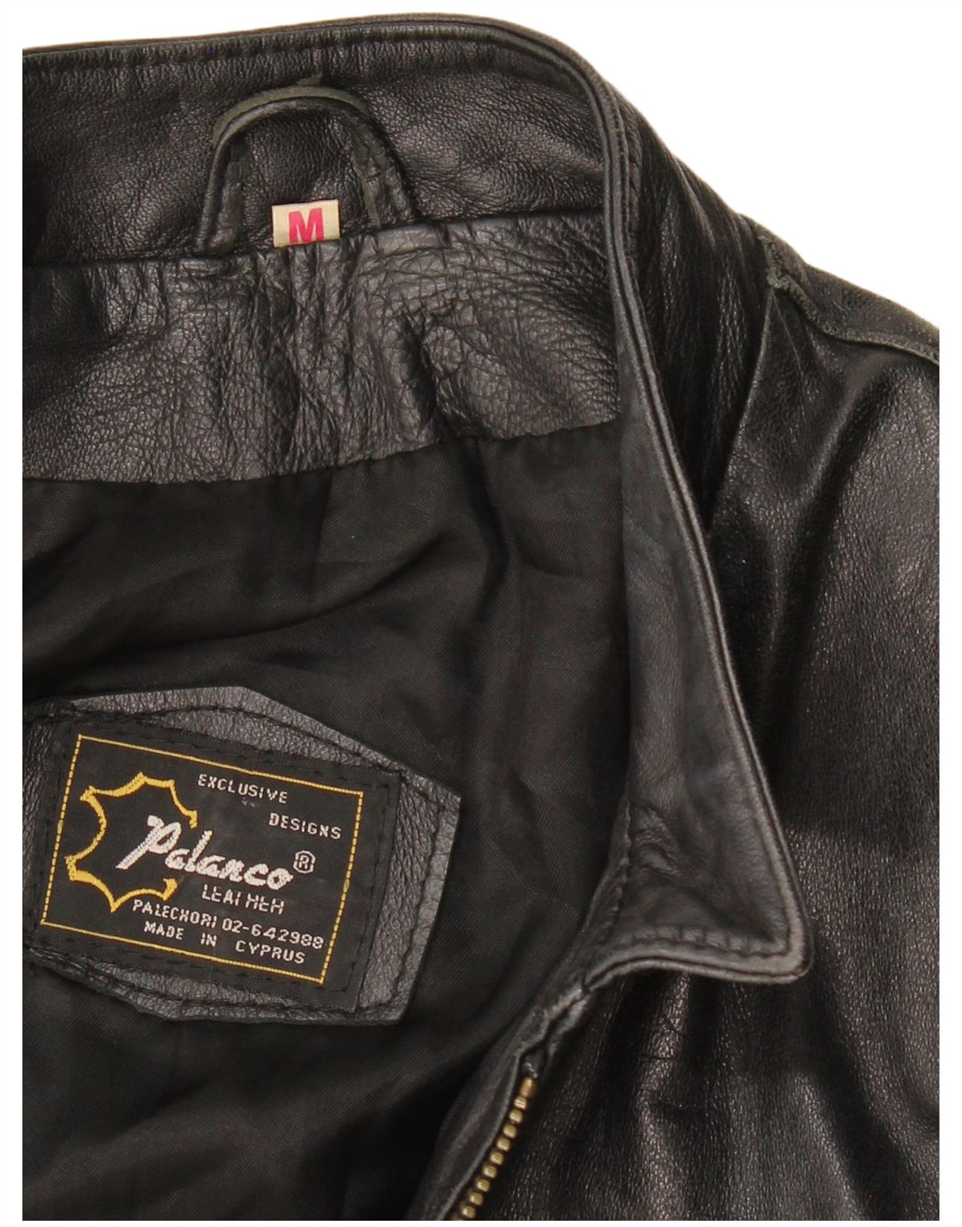 VINTAGE Γυναικείο Crop Δερμάτινο Μπουφάν UK 14 Medium Black Leather