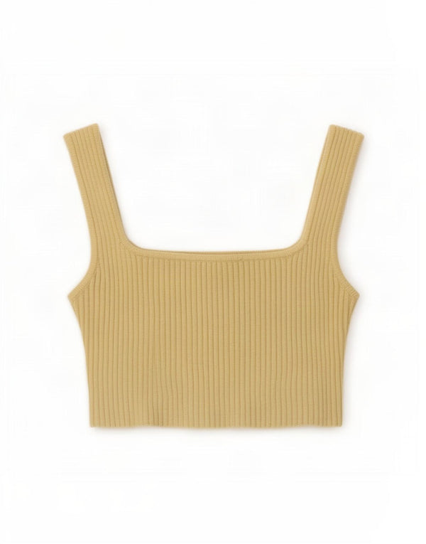 Zara Γυναικείο Αμάνικο Crop Top UK 14 Μεγάλη κίτρινη βισκόζη