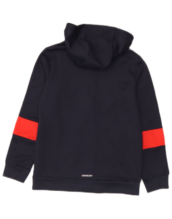 Adidas Boys Aeroready Zip Hoodie πουλόβερ 9-10 ετών Navy Blue Colorblock