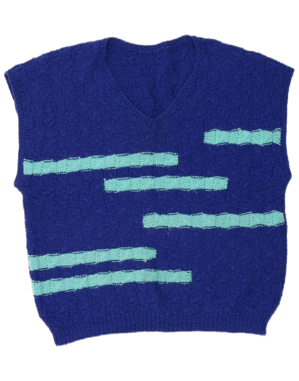Vintage γυναικείο γιλέκο Tank Top UK 16 μεγάλο μπλε ριγέ