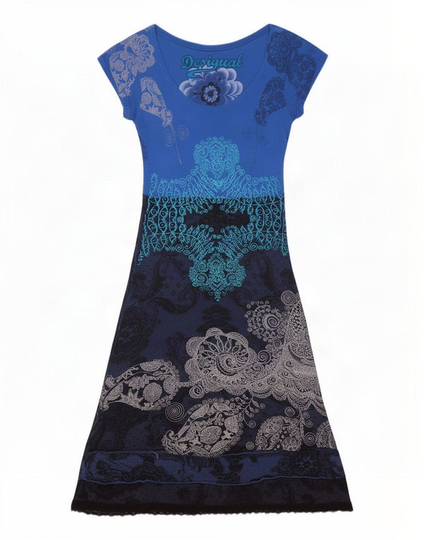 Desigual Γυναικείο φόρεμα A-Line UK 4 XS Blue Paisley Viscose