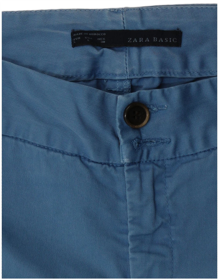 Zara Γυναικείο Σορτς Chino Μεγάλο W30 Μπλε Βαμβακερό