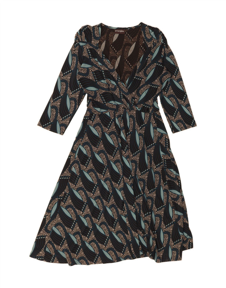 PRINCIPLES Womens 3/4 Sleeve A-Line Dress UK 14 Large Black Vintage Principles and Second-Hand Principles from Messina Hembry 