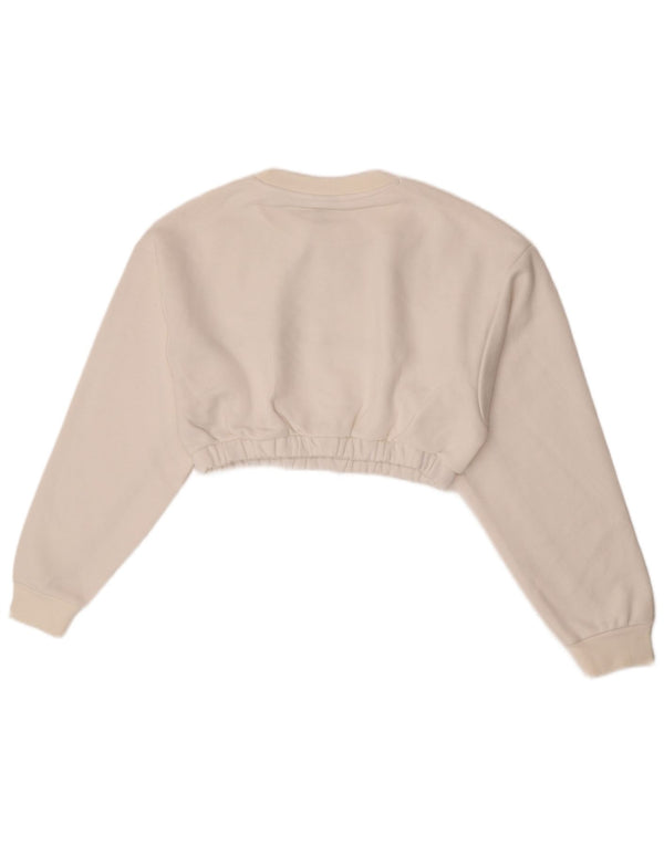 Γυναικεία φούτερ Adidas Crop Graphic Jumper UK 8 Small White Colourblock