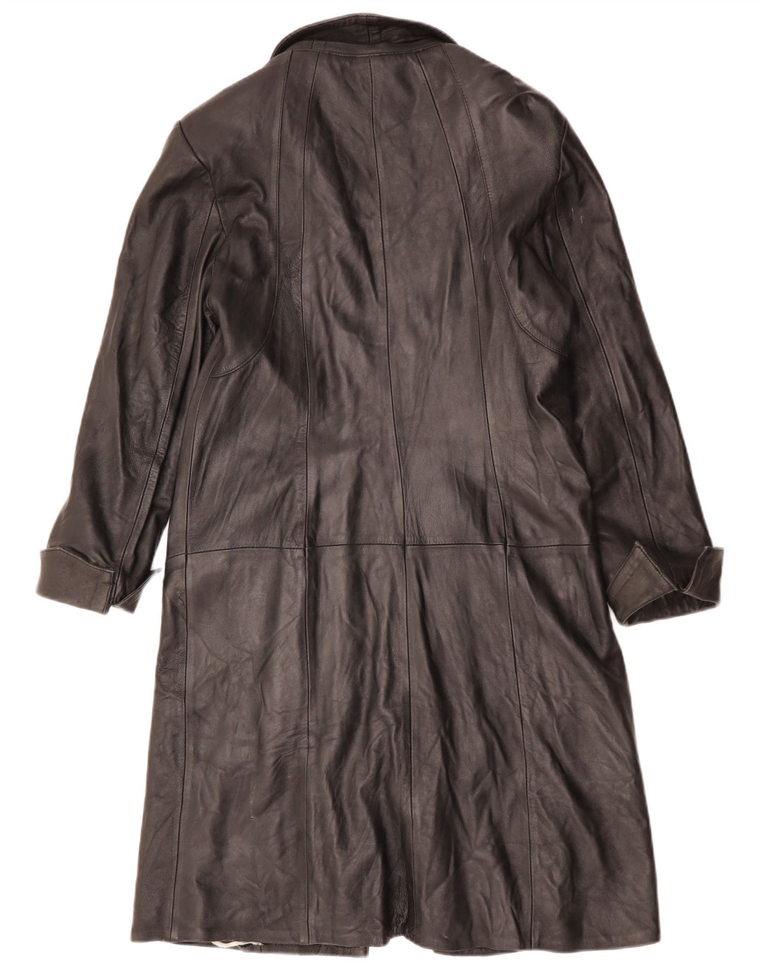 Vintage Γυναικείο Δερμάτινο Παλτό UK 12 Medium Black Leather