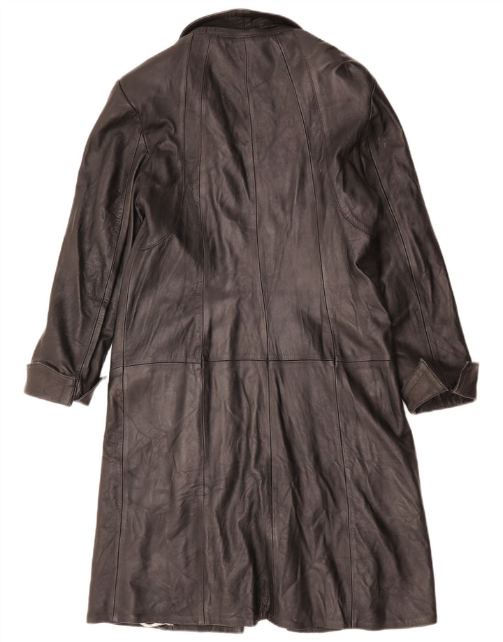 Vintage Γυναικείο Δερμάτινο Παλτό UK 12 Medium Black Leather