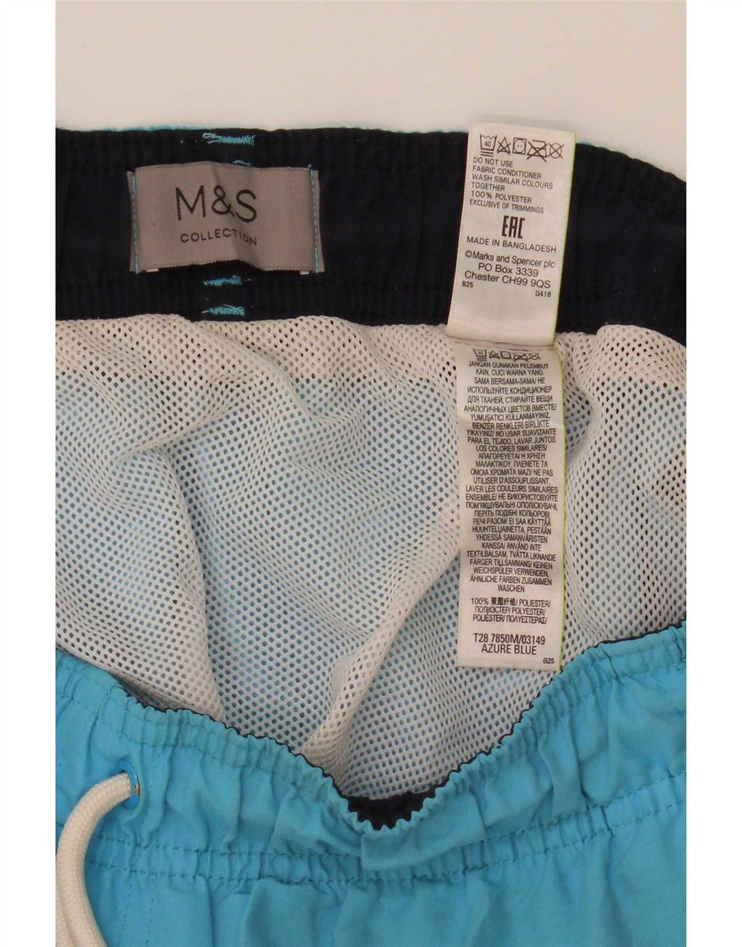 Ανδρικό σορτς κολύμβησης Marks & Spencer μεγάλο μπλε πολυεστέρα