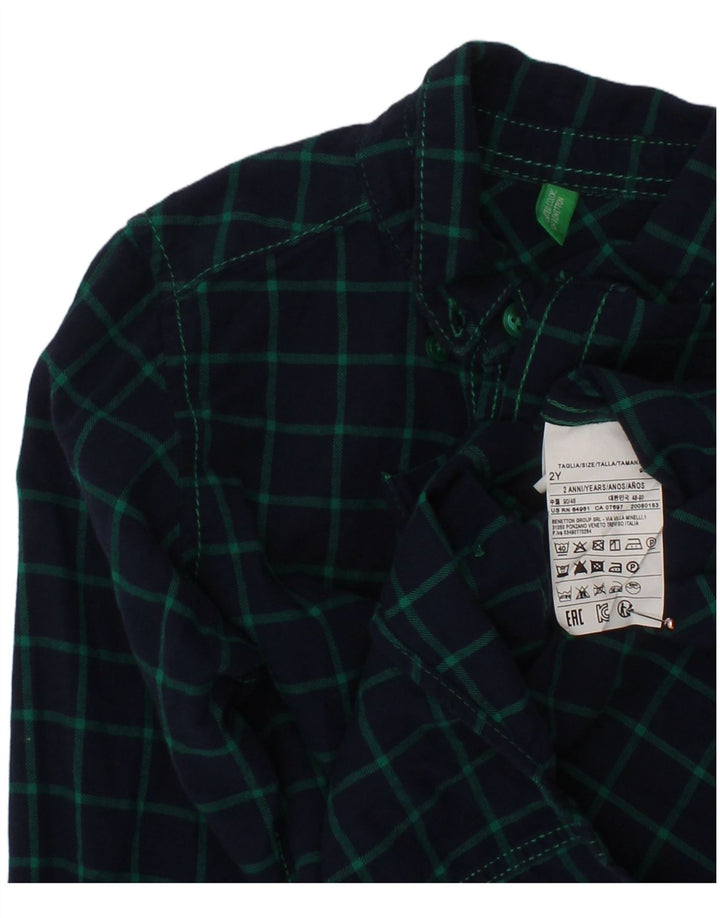 BENETTON Baby Boys Flannel πουκάμισο 18-24 μηνών Navy Blue Check Cotton
