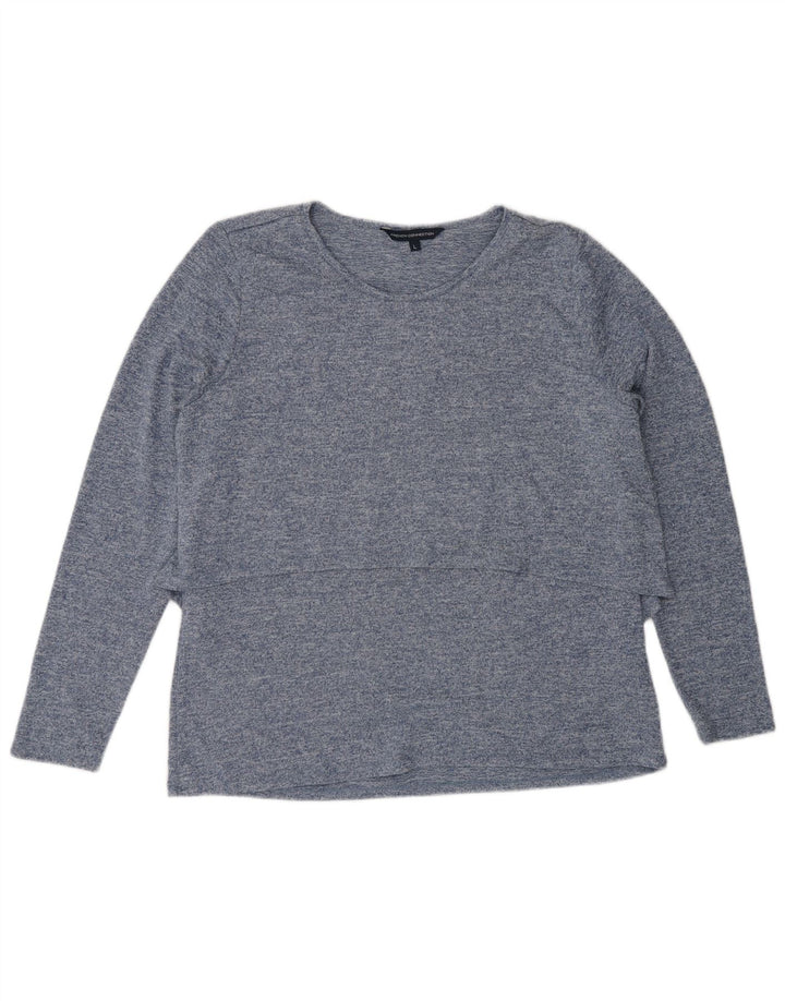 French Connection Γυναικείο τοπ μακρυμάνικο UK 16 Large Blue Flecked Polyester