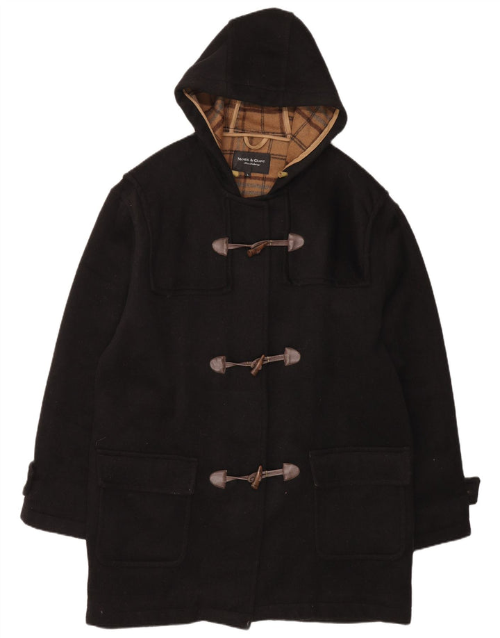 McNeil & Grant Γυναικείο παλτό Duffle με κουκούλα UK 16 μεγάλο μαύρο μαλλί
