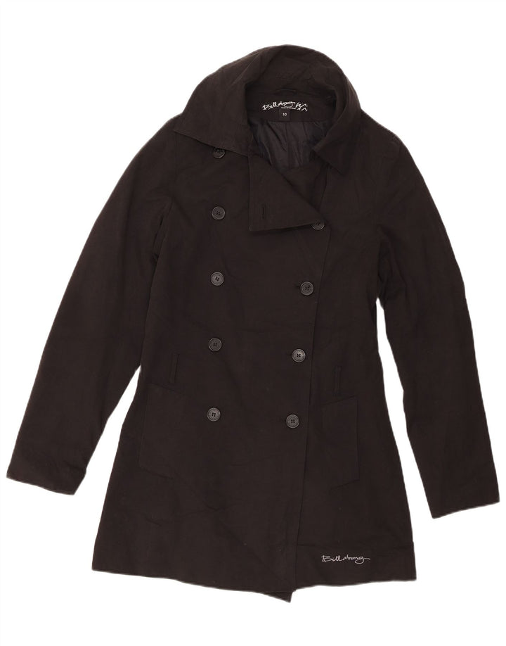 Billabong Γυναικείο παλτό με διπλό στήθος UK 10 Small μαύρο βαμβακερό