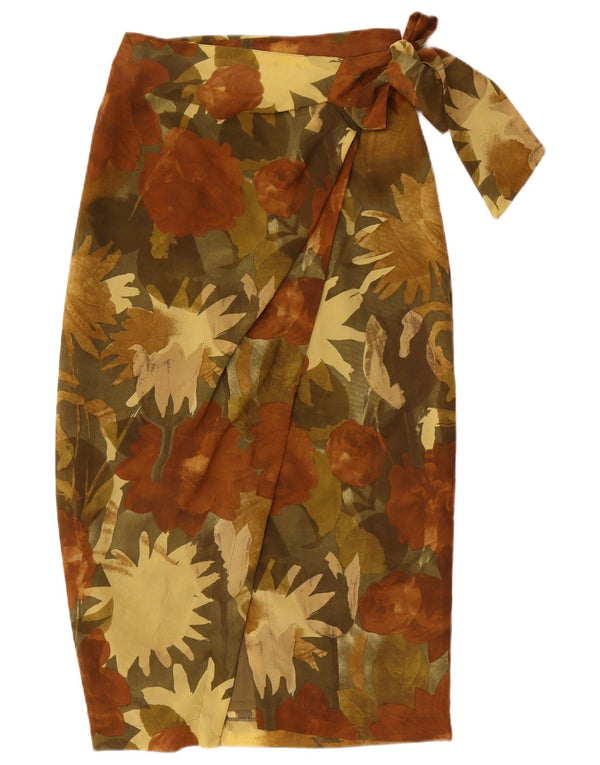 Vintage Γυναικεία Wrap Φούστα IT 44 Medium W28 Brown Floral Polyester