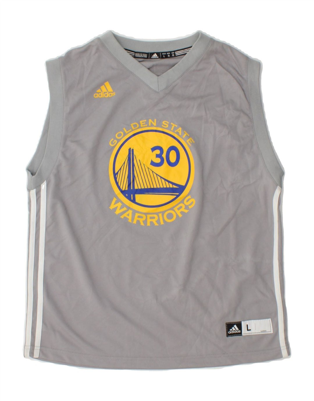 ADIDAS Boys Warriors Graphic Vest Top 12-13 Years Large  Grey Polyester Vintage Adidas and Second-Hand Adidas from Messina Hembry 