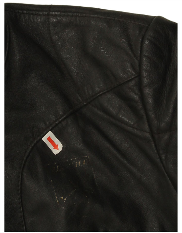 Harro Womens Crop Leather Racer Jacket EU 42 Large Black Leather