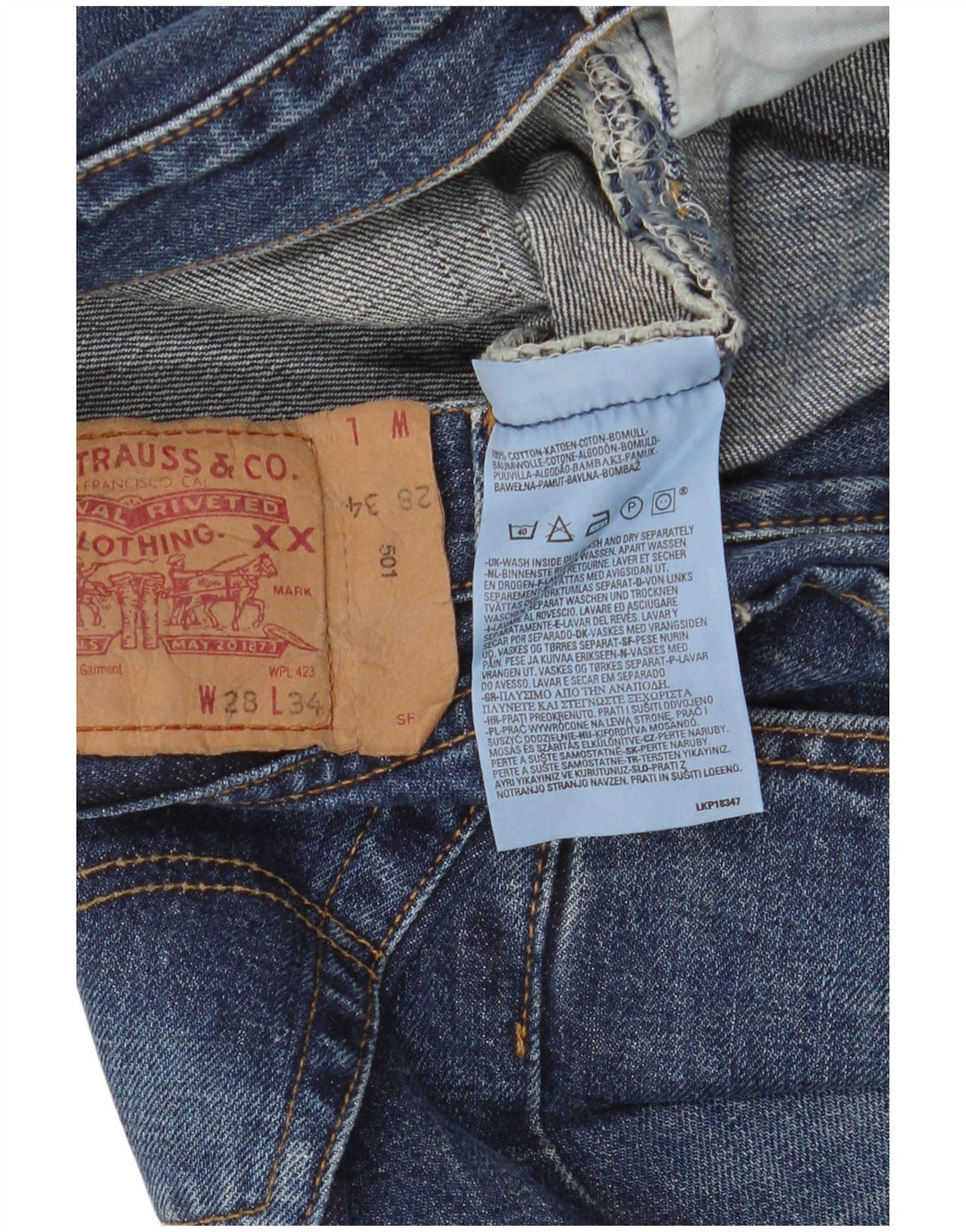 LEVI'S Ανδρικό τζιν 501 ίσιο W28 L30 Μπλε βαμβακερό