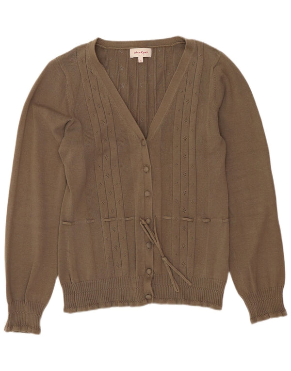 Vintage Γυναικεία Ζακέτα UK 10 Small Brown Βαμβακερό