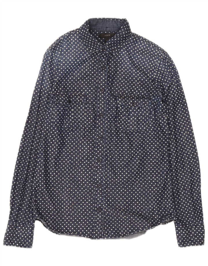 J. Crew Γυναικείο Abstract Pattern Υπερμεγέθη τζιν πουκάμισο US 2 XS Navy Blue