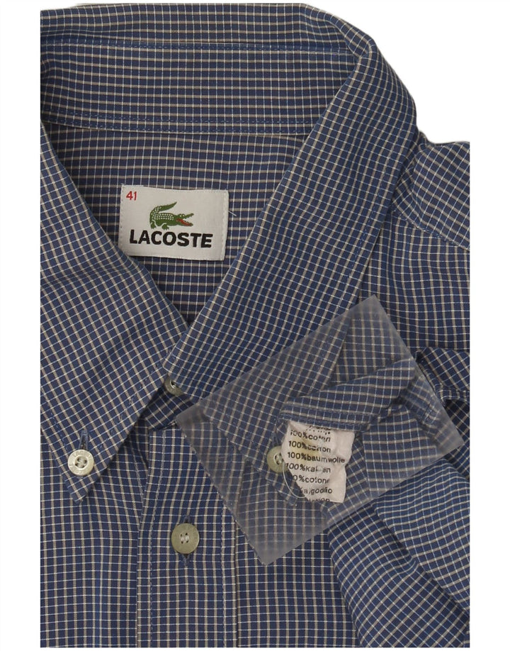 Ανδρικό πουκάμισο Lacoste Νούμερο 41 Μεγάλο μπλε βαμβακερό Gingham