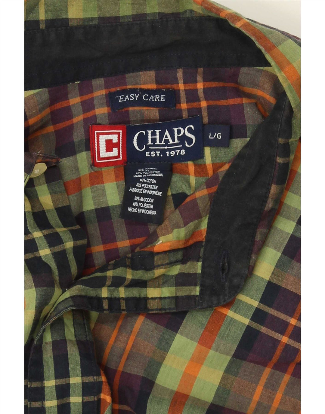 Chaps Ανδρικό πουκάμισο Easy Care Large Green Check Cotton