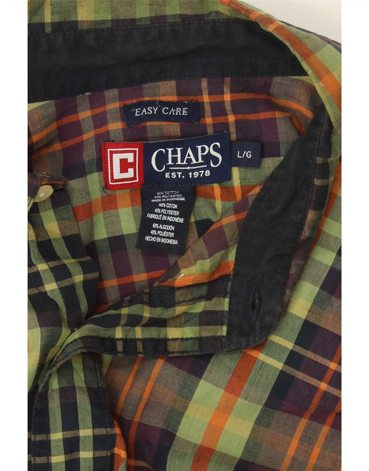 Chaps Ανδρικό πουκάμισο Easy Care Large Green Check Cotton