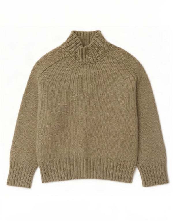 Zara γυναικείο πουλόβερ με λαιμό χελώνα UK 16 Large Khaki Polyester