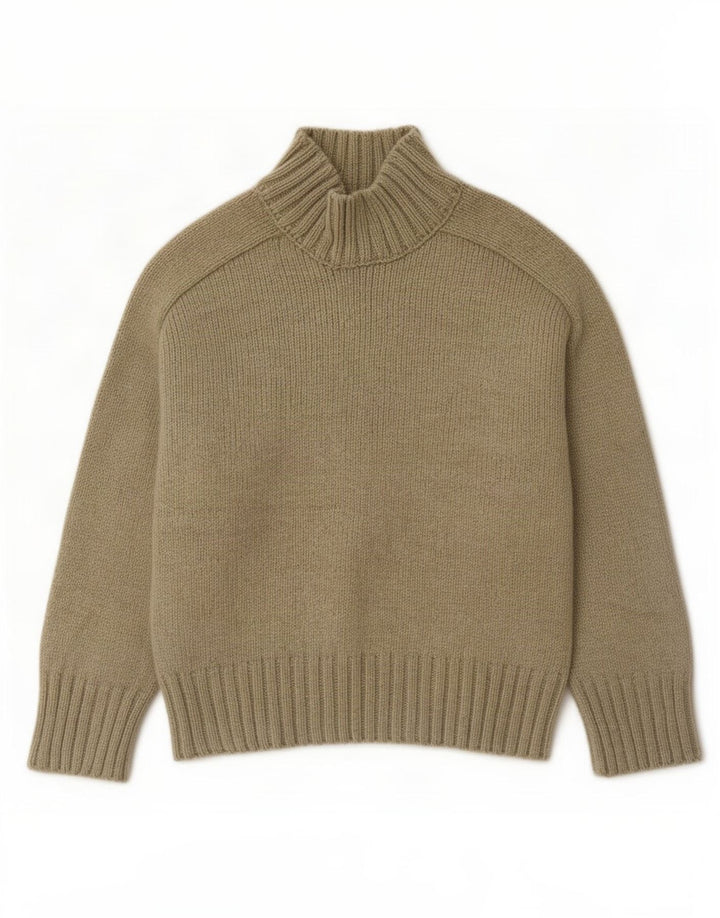 Zara γυναικείο πουλόβερ με λαιμό χελώνα UK 16 Large Khaki Polyester